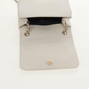 CHANEL COCO Mark Chain Shoulder Bag Lamb Skin White Gold CC Auth 154059V-16