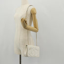 CHANEL COCO Mark Chain Shoulder Bag Lamb Skin White Gold CC Auth 154059V-25