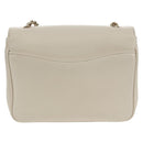 CHANEL COCO Mark Chain Shoulder Bag Lamb Skin White Gold CC Auth 154059V-3