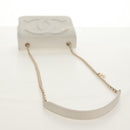 CHANEL COCO Mark Chain Shoulder Bag Lamb Skin White Gold CC Auth 154059V-7
