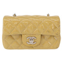 CHANEL Matelasse 17 Chain Shoulder Bag Enamel Yellow Gold CC Auth 154061-13