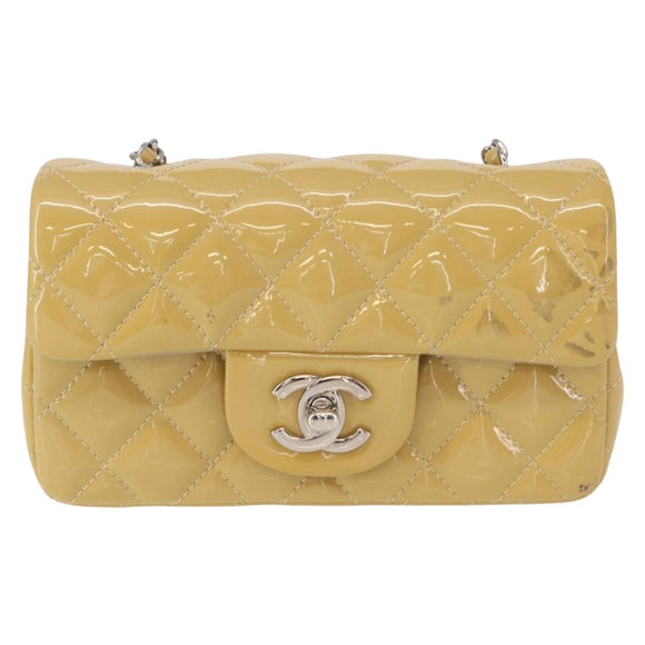 CHANEL Matelasse 17 Chain Shoulder Bag Enamel Yellow Gold CC Auth 154061