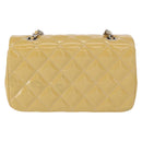 CHANEL Matelasse 17 Chain Shoulder Bag Enamel Yellow Gold CC Auth 154061-2