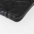 CHANEL Matelasse Cambon Line Shoulder Bag Calf Skin Black Silver CC Auth 154065-8