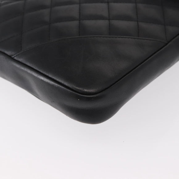 CHANEL Matelasse Cambon Line Shoulder Bag Calf Skin Black Silver CC Auth 154065