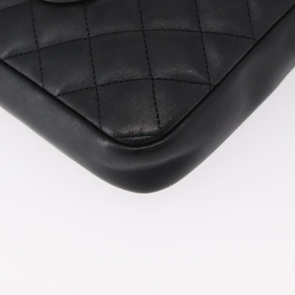 CHANEL Matelasse Cambon Line Shoulder Bag Calf Skin Black Silver CC Auth 154065