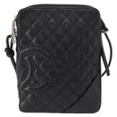CHANEL Matelasse Cambon Line Shoulder Bag Calf Skin Black Silver CC Auth 154065-13