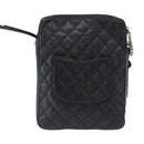 CHANEL Matelasse Cambon Line Shoulder Bag Calf Skin Black Silver CC Auth 154065-2