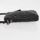 CHANEL Matelasse Cambon Line Shoulder Bag Calf Skin Black Silver CC Auth 154065-4