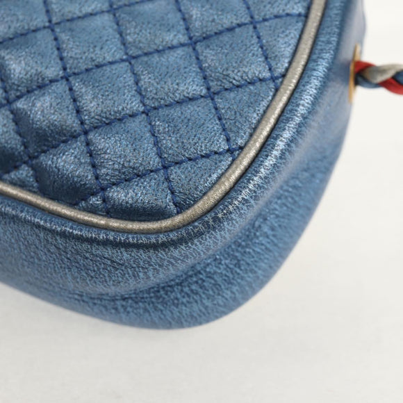 GUCCI Zumi Shoulder Bag Leather Outlet Blue Auth 154069V