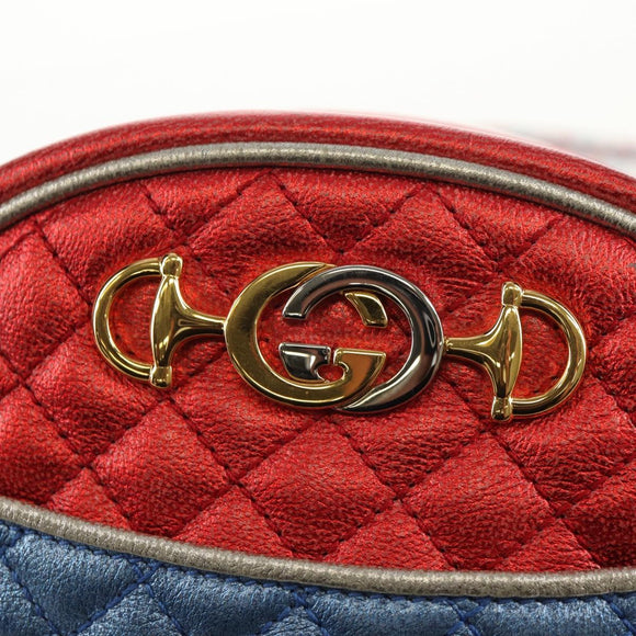 GUCCI Zumi Shoulder Bag Leather Outlet Blue Auth 154069V