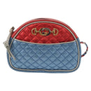 GUCCI Zumi Shoulder Bag Leather Outlet Blue Auth 154069V-2