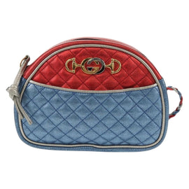 GUCCI Zumi Shoulder Bag Leather Outlet Blue Auth 154069V - 0