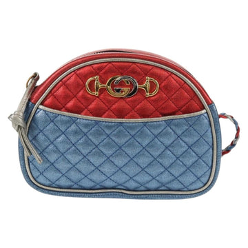 GUCCI Zumi Shoulder Bag Leather Outlet Blue Auth 154069V - 0