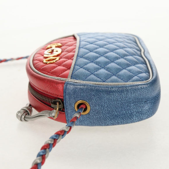 GUCCI Zumi Shoulder Bag Leather Outlet Blue Auth 154069V