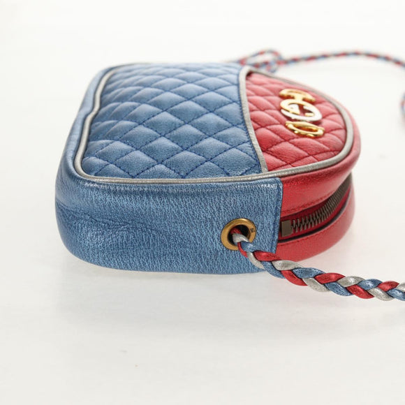 GUCCI Zumi Shoulder Bag Leather Outlet Blue Auth 154069V