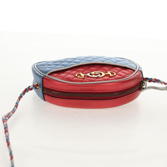 GUCCI Zumi Shoulder Bag Leather Outlet Blue Auth 154069V