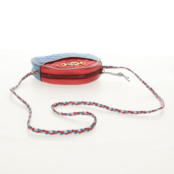 GUCCI Zumi Shoulder Bag Leather Outlet Blue Auth 154069V