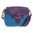 GUCCI Horsebit Shoulder Bag Leather Purple Gold 380573 Auth 154070V-1