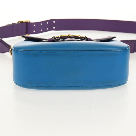 GUCCI Horsebit Shoulder Bag Leather Purple Gold 380573 Auth 154070V