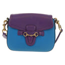 GUCCI Horsebit Shoulder Bag Leather Purple Gold 380573 Auth 154070V-13