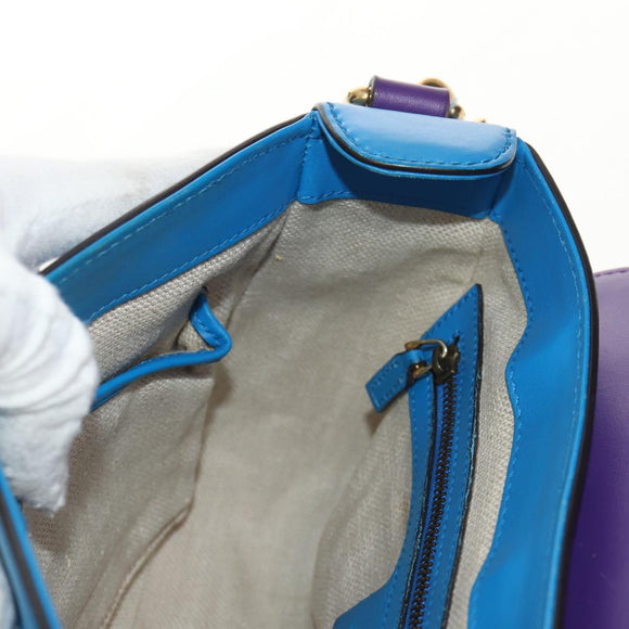 GUCCI Horsebit Shoulder Bag Leather Purple Gold 380573 Auth 154070V