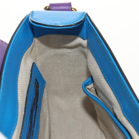 GUCCI Horsebit Shoulder Bag Leather Purple Gold 380573 Auth 154070V