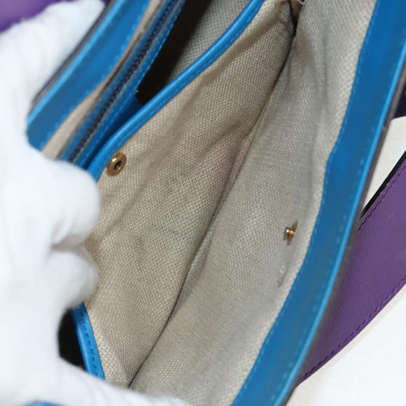 GUCCI Horsebit Shoulder Bag Leather Purple Gold 380573 Auth 154070V