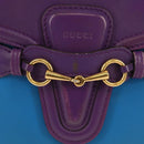 GUCCI Horsebit Shoulder Bag Leather Purple Gold 380573 Auth 154070V-2
