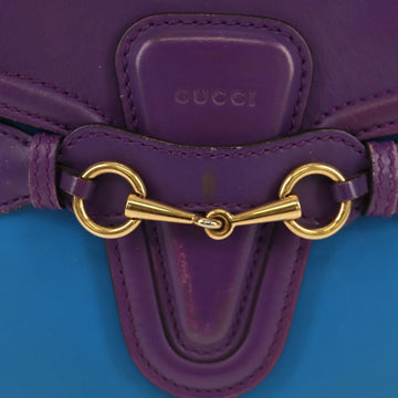 GUCCI Horsebit Shoulder Bag Leather Purple Gold 380573 Auth 154070V - 0