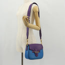 GUCCI Horsebit Shoulder Bag Leather Purple Gold 380573 Auth 154070V-30