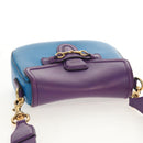 GUCCI Horsebit Shoulder Bag Leather Purple Gold 380573 Auth 154070V-8