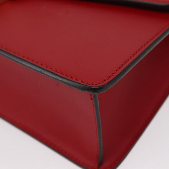 GUCCI Sylvie Sherry Line Shoulder Bag Leather Red Gold Navy 421882 Auth 154071M