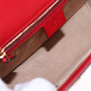 GUCCI Sylvie Sherry Line Shoulder Bag Leather Red Gold Navy 421882 Auth 154071M-17