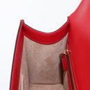 GUCCI Sylvie Sherry Line Shoulder Bag Leather Red Gold Navy 421882 Auth 154071M-19
