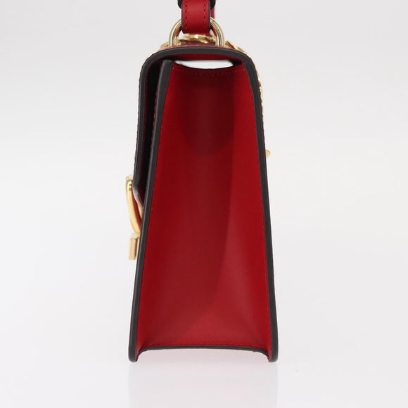 GUCCI Sylvie Sherry Line Shoulder Bag Leather Red Gold Navy 421882 Auth 154071M