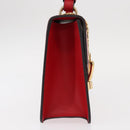 GUCCI Sylvie Sherry Line Shoulder Bag Leather Red Gold Navy 421882 Auth 154071M-5