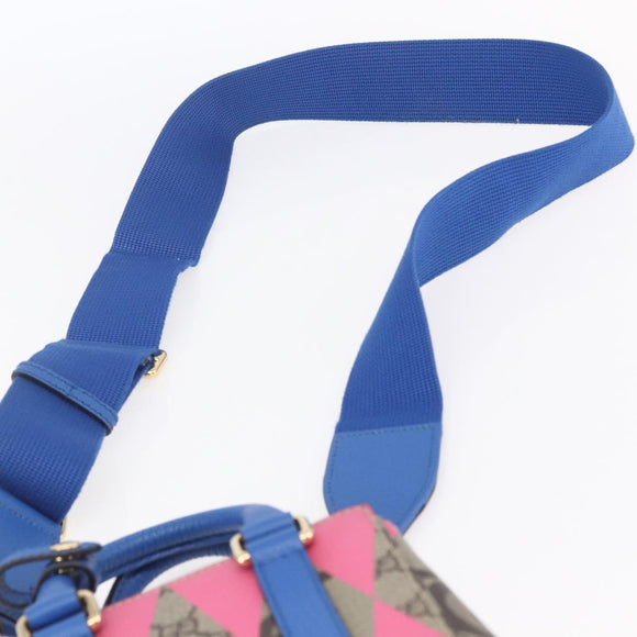 GUCCI GG Supreme Hand Bag PVC 2way Beige Blue Auth 154072SAM