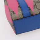 GUCCI GG Supreme Hand Bag PVC 2way Beige Blue Auth 154072SAM-16