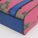 GUCCI GG Supreme Hand Bag PVC 2way Beige Blue Auth 154072SAM-17