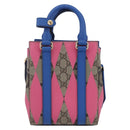 GUCCI GG Supreme Hand Bag PVC 2way Beige Blue Auth 154072SAM-13