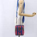 GUCCI GG Supreme Hand Bag PVC 2way Beige Blue Auth 154072SAM-23