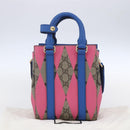 GUCCI GG Supreme Hand Bag PVC 2way Beige Blue Auth 154072SAM-12