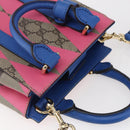 GUCCI GG Supreme Hand Bag PVC 2way Beige Blue Auth 154072SAM-6