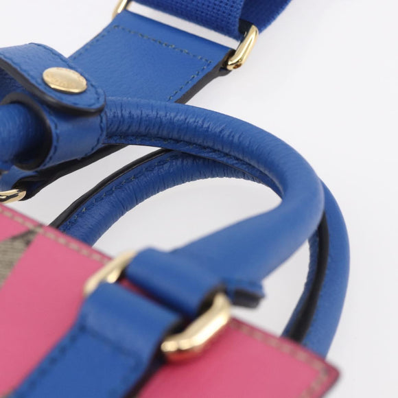 GUCCI GG Supreme Hand Bag PVC 2way Beige Blue Auth 154072SAM