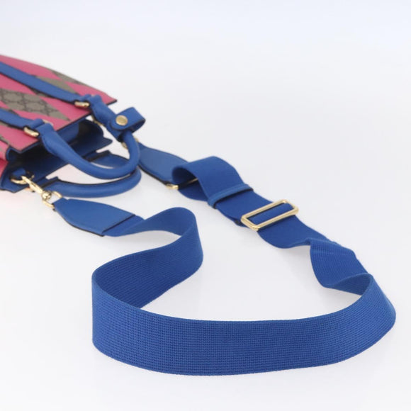 GUCCI GG Supreme Hand Bag PVC 2way Beige Blue Auth 154072SAM