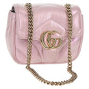 GUCCI GG Marmont Chain Shoulder Bag Leather Pink Gold 739682 Auth 154073V-1
