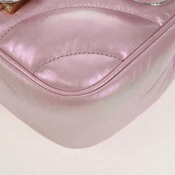 GUCCI GG Marmont Chain Shoulder Bag Leather Pink Gold 739682 Auth 154073V
