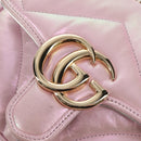 GUCCI GG Marmont Chain Shoulder Bag Leather Pink Gold 739682 Auth 154073V-16