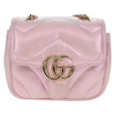 GUCCI GG Marmont Chain Shoulder Bag Leather Pink Gold 739682 Auth 154073V-2